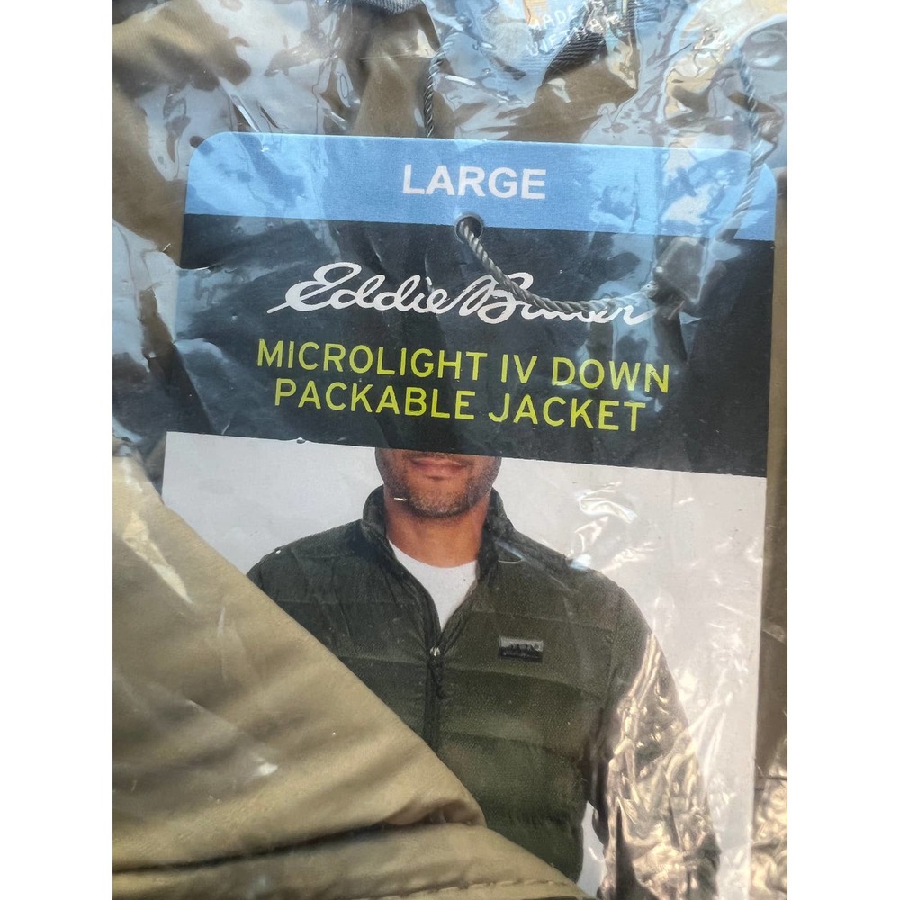 Eddie Bauer Micro Light IV Down Jacket Mens Large Packable Olive EB650 - Picture 4 of 5